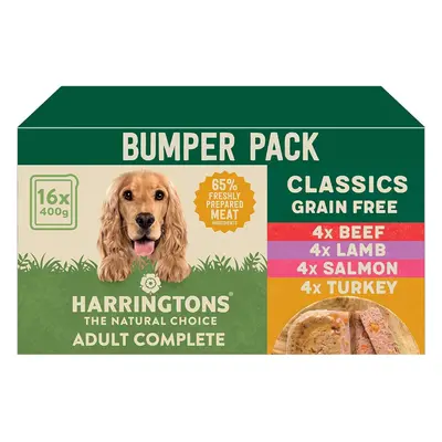 Harringtons Grain Free Adult Mixed Flavour Wet Dog Food Classics Pack - 16x400g