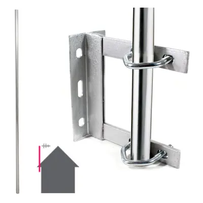 GALVANISED TV Aerial Wall Mounting Kit Straight Foot Pole Mast Outdoor Bracket