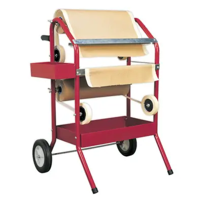 Masking Paper Dispenser Trolley - Holds x 450mm Rolls - Two Storage Trays