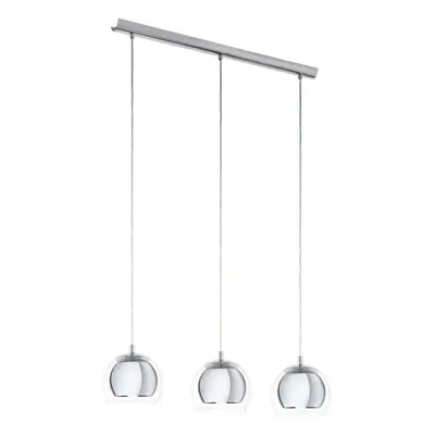 Pendant Ceiling Light Colour Chrome Plated Shade Clear Glass Bulb E27 3x40W