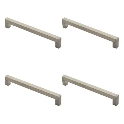 4x Square Section Bar Pull Handle x 15mm 224mm Fixing Centres Satin Nickel