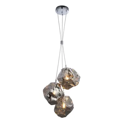 Metallic Chrome Light Ceiling Pendant Modern Rock Design Hanging Light Fitting