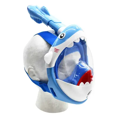 Kids ANTI-FOG Full Face Swimming Mask - BLUE Shark - Adjustable Pool Snorkel