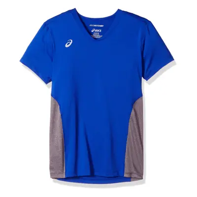 ASICS unisex-child Jr. Decoy Shorts Sleeve V-neck Royal/Heather Grey