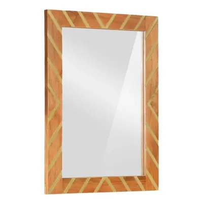 vidaXL Bathroom Mirror Wall-mounted Mirror Brown Solid Wood Mango and Glass