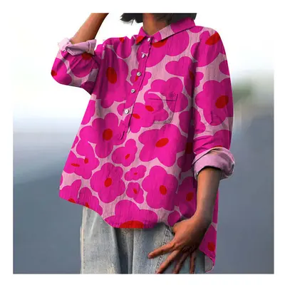 (XL24053-SZW6, L) Summer Blending Shirt Women Loose Fit And Fashion-Inspired Design Shirt Female