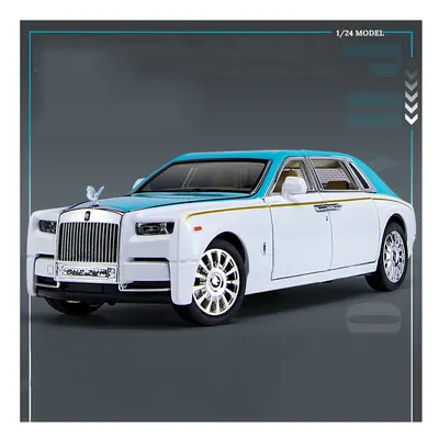 (Blue) 1/24 Rolls Royce Phantom Diecast Toy Cars Model Simulated Pull Back Limousine Zinc Alloy 