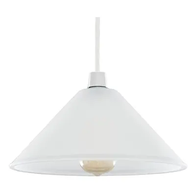 Pair of - Modern White Frosted Glass Tapered Ceiling Light Shades - Complete with 10w LED GLS Bu