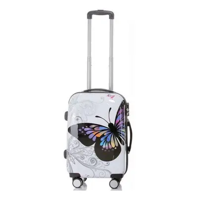 (White, Small) Hampton & Stewart Butterfly Hard Shell Suitcase