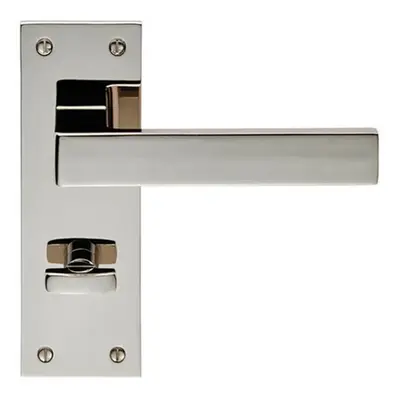 PAIR Straight Square Handle on Bathroom Backplate x 50mm Polished Nickel