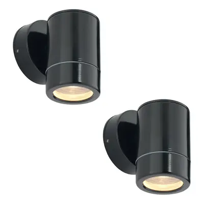 2 PACK Outdoor IP65 Wall Downlight - Dimmable 7W LED GU10 - Satin Black