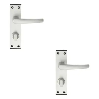 2x PAIR Straight Handle on Bathroom Backplate x 38mm Satin Aluminium