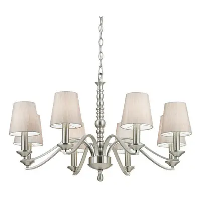 Hanging Ceiling Pendant Light SATIN NICKEL 8x Shade Lamp Bulb Feature Fitting