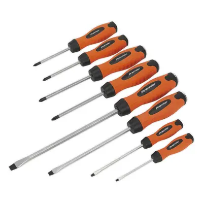 8 PACK - Hi-Vis Orange Hammer Through Screwdriver Set - Hammer Strike Chisel Cap