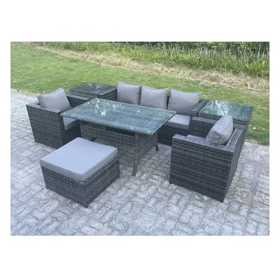 Fimous Seater Rattan Garden Furniture Set Patio Outdoor Rectangular Dining Table Lounge Sofa Cha