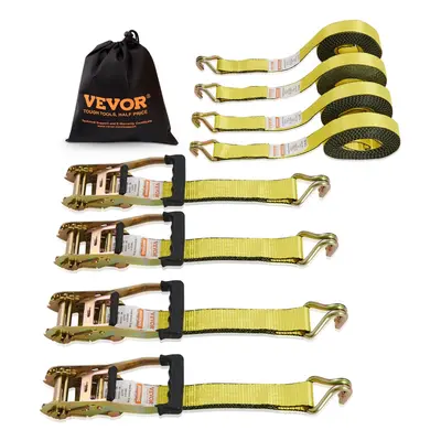 VEVOR Ratchet Tie Down Straps 4PK 10000lbs Breaking Strength Heavy Duty Tie Down Straps with J H