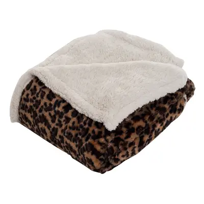 Lavish Home Throw Blanket Fleece/Sherpa Leopard x