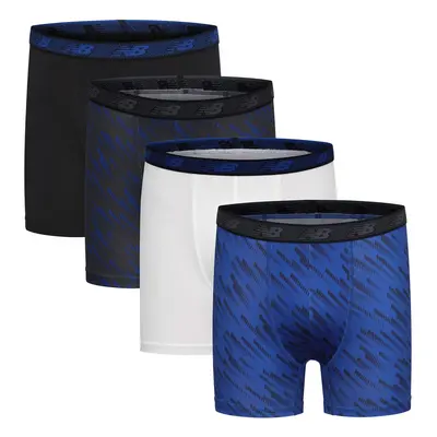 New Balance Boy's Performance Boxer Briefs 4-Pack Black/Team Royal/White/Magnet Print Medium