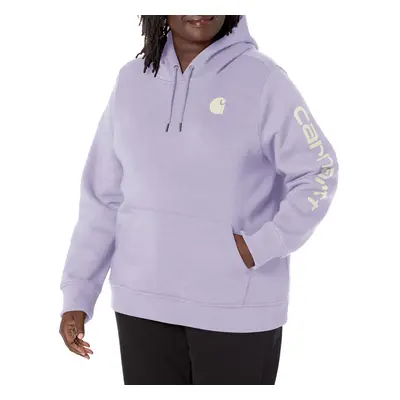 Carhartt Women's Relaxed Fit Midweight Logo Sleeve Graphic Sweatshirt, Soft Lavender Heather, X-