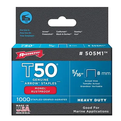 Arrow T50M 508m Monel Staples 12mm (1/2in) Box ARRT5012MS