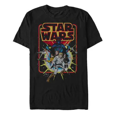 STAR WARS mens Old School Comic Graphic T-shirt T Shirt Black Large