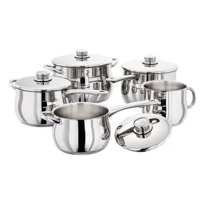 Stellar 5-Piece Stainless Steel Set of Large Pans 16cm, 18cm and 20cm Deep Saucepans with Lids, 