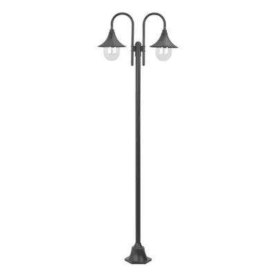 vidaXL Garden Post Light E27 220cm Aluminium 2-Lantern Bronze Outdoor Lamp