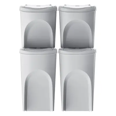 (2x 35L + 2x 25L) Recycling Bin Stackable Plastic Sorting Box White