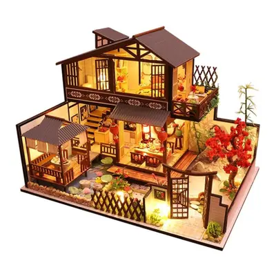 (as the picture, One Size) 3D Wooden Dollhouse Ancient Town Diy Miniature Model Christmas Gifts 