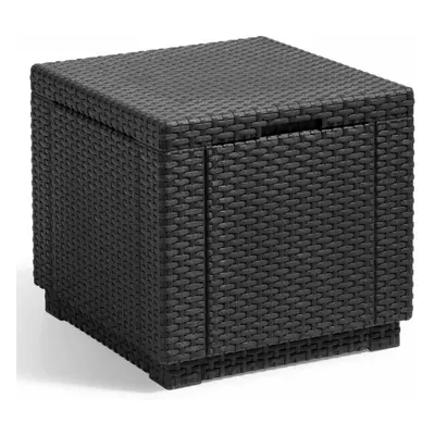 Keter Cube Storage Pouffe Graphite Storage Ottoman Wicker Pouf Cube