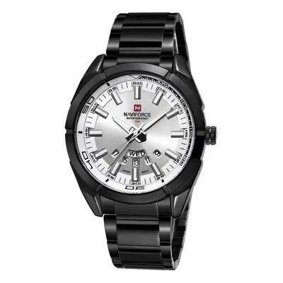 (Black And White) Naviforce Business Casual Fashion Waterproof Full Steel Quartz Watches for Men