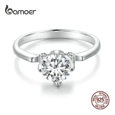 (9) Bamoer 1ct Moissanite Wedding Ring Luxury D Color Vvs1 Ex Sterling Silver Ring For Women Eng