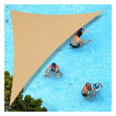 SUNLAX Sun Shade Sail 10'x 10'x14' Sand Right Triangle Canopy Shades