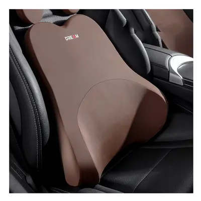 (Brown-Waist pillow) Car Lumbar Support Headrest Neck Pillow Universal Soft Neck Cushion Auto