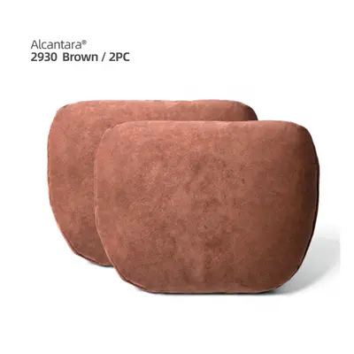 (Alcantara Brown 2pcs) Alcantara Car Headrest Neck Pillow Cushion Auto Interior Accessories For