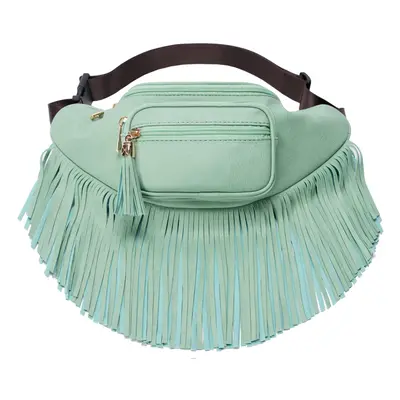 Solene Fringe Waist Pack Crossbody Bag Shoulder Purse with Multi Zippe