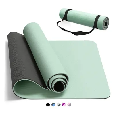 (183x61x0.6cm, Mint Green Gray) Yoga Mat for Women Men, 6/8mm Thick Exercise Mat for Home Gym