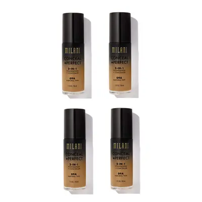 Milani Conceal And Perfect In Foundation + Concealer Natural Tan 30ml x4