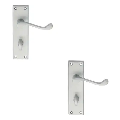 2x PAIR Victorian Scroll Handle on Bathroom Backplate x 43mm Satin Chrome