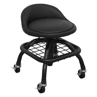 Pneumatic Creeper Stool - Adjustable Height - Swivel Seat With Back Rest