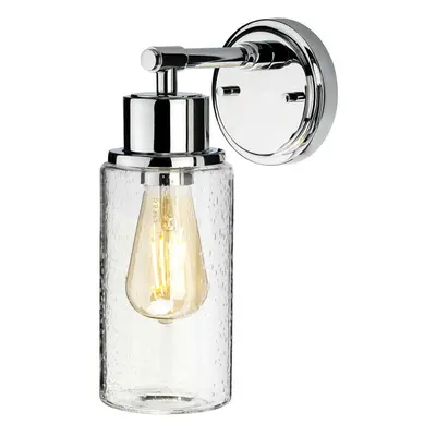 IP44 Face Up or Down Bubble Glass Shade Polished Chrome LED E27 60W