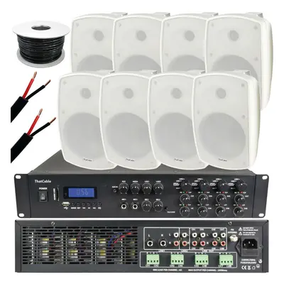 1600W LOUD Outdoor Bluetooth System 8x White Speaker Weatherproof Music Player