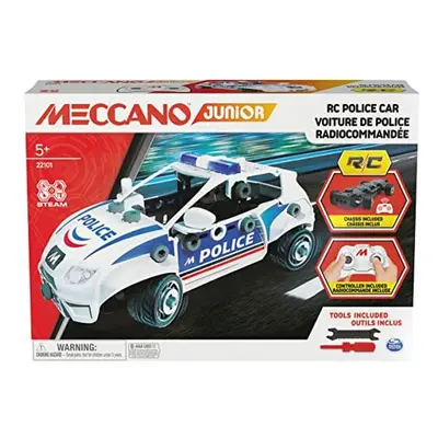 Meccano Junior, RC Police Car with Working Boot and Real Tools, Toy Model Building Kit, Festive 