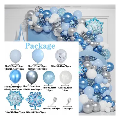 112pcs Snowflake Balloon Garland Arch Kit Snowflake Silvery Latex Balloons Set For Winter Wonder