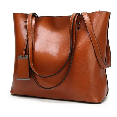 (brown) Zency Soft Artificial Leather Handbag Large Capacity Daily Casual Women&apos;s Shoulder 