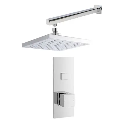 Concealed Square Push Button Outlet Valve, Arm & Head Shower Bundle Set - Chrome - Balterley