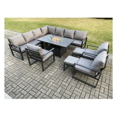 Fimous Aluminium Seater Garden Furniture Outdoor Set Patio Lounge Sofa Gas Fire Pit Dining Table