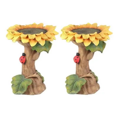 Polyresin Sunflower Bird Bath Pedestal,Handmade Sunflower Gifts for Outdoor Garden, Bird Bath Fo