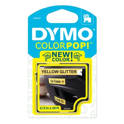 DYMO COLORPOP Authentic Label Maker Tape W x L Black Print on Yellow Glitter D1 Standard