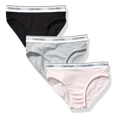 Calvin Klein Girls Little Modern Cotton Bikini Panty Underwear PackBlack Crystal Pink Heather Gr